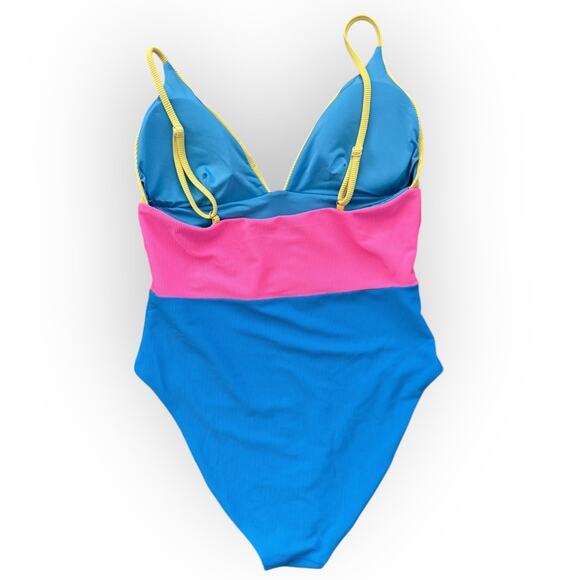 Beach Riot Wren Rib Colorblock One-Piece Swimsuit Size XL - Picture 4 of 8